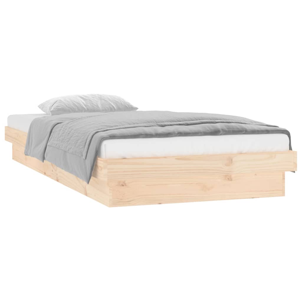 NNEVL LED Bed Frame 92x187 cm Single Bed Size Solid Wood