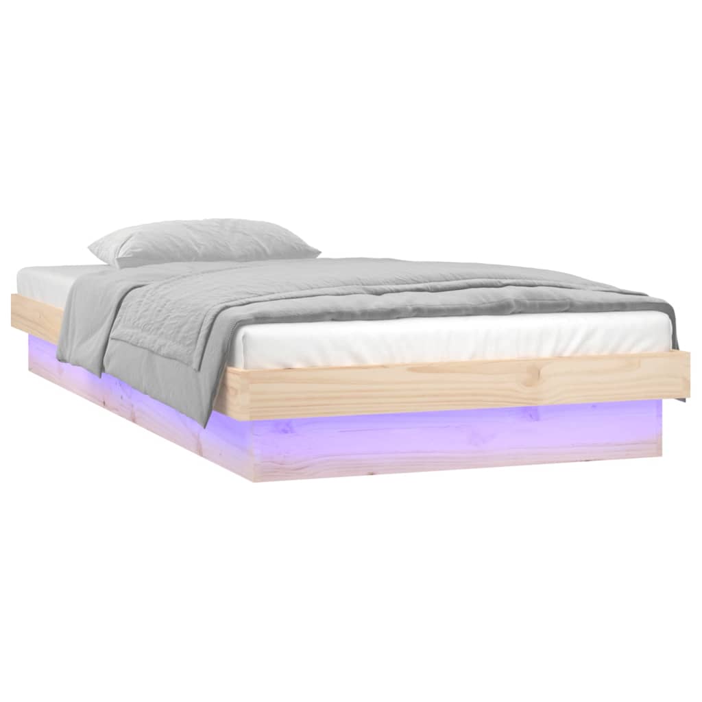 NNEVL LED Bed Frame 92x187 cm Single Bed Size Solid Wood